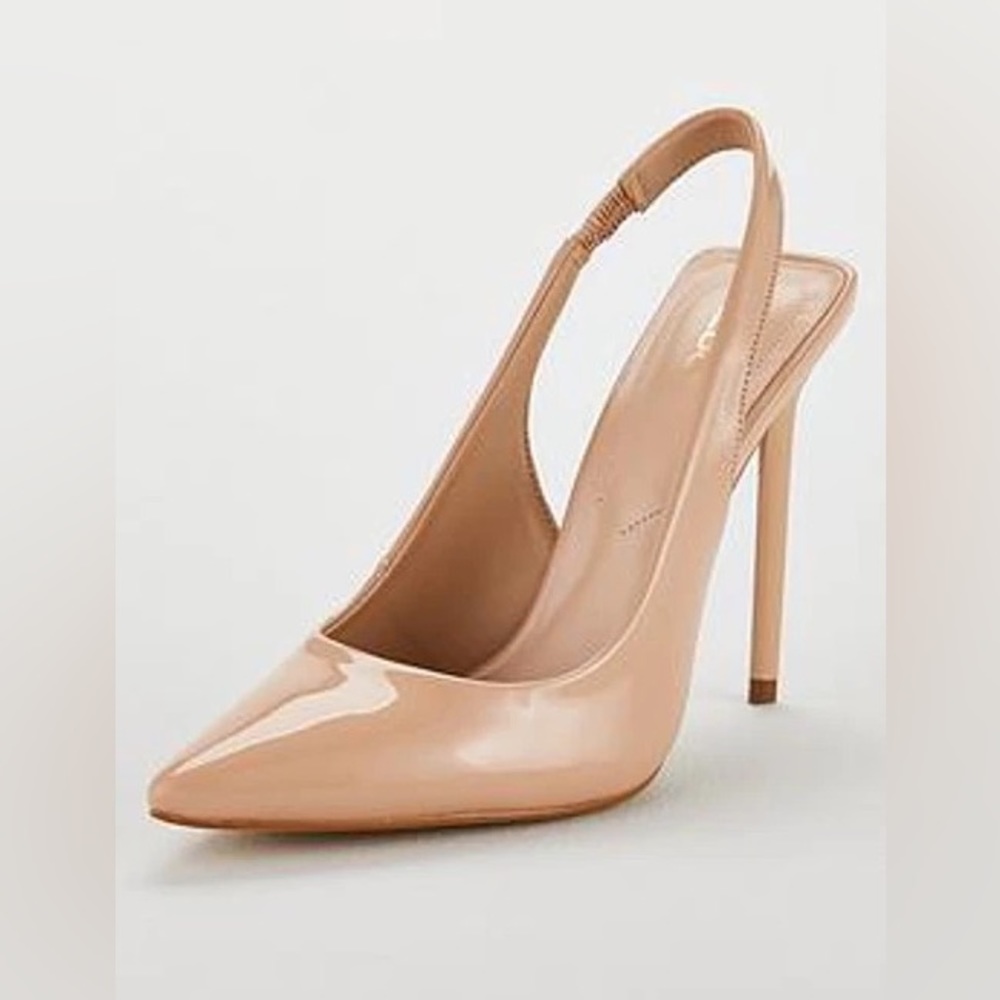 Aldo Nude Patent Slingback Heels